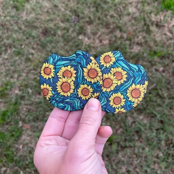 Sunflower Fields Car Coaster Set | Car Accessories - Picture 8 of 14